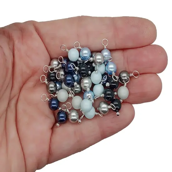 Crystal Charms Mix, 20pc Blue Gray & Black Pearl Dangles, Adorabilities {2}