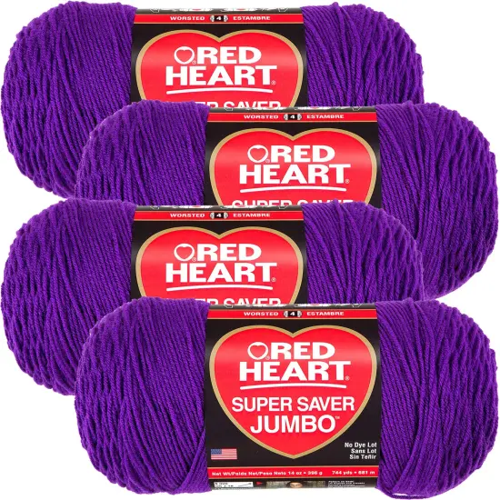 Multipack of 4 - Red Heart Super Saver Jumbo Yarn-Amethyst {1}