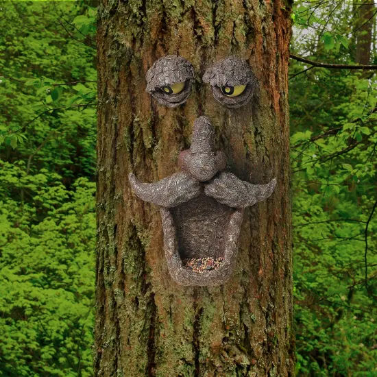 Ornativity Tree Face Bird Feeder - Old Man Funny Faces Outdoor Decorative Birdfeeder with Glow in the Dark Eyes for Spooky Garden Décor {4}
