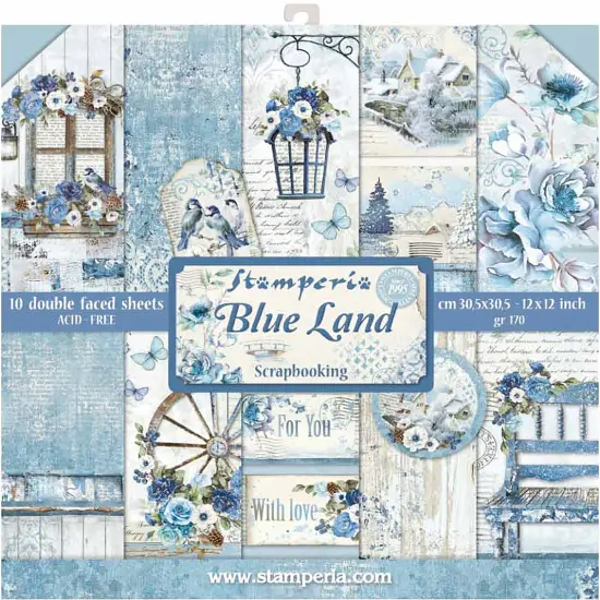 Stamperia Double-Sided Paper Pad 12"X12" 10/Pkg-Blue Land, 10 Designs/1 Each {3}