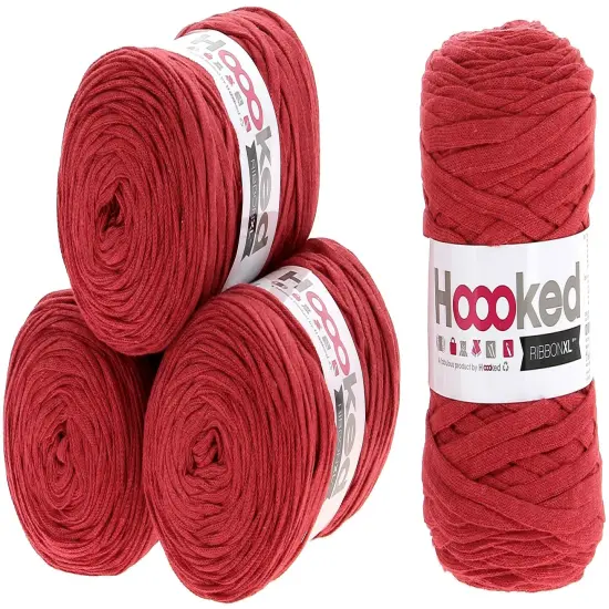 Multipack of 4 - Hoooked Ribbon XL Yarn-Lipstick Red {1}