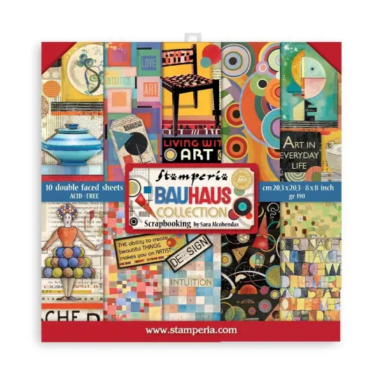 Stamperia Double-Sided Paper Pad 8"X8" 10/Pkg-Bauhaus, 10 Designs/1 Each {1}