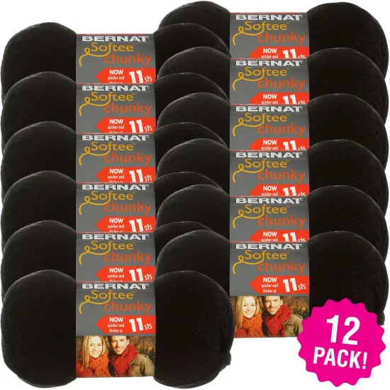 Multipack of 12 - Bernat Softee Chunky Yarn-Black {1}