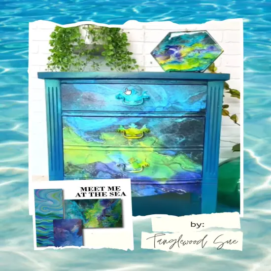 Meet Me At The SeaDecoupage & Mixed Media Art Paper Teal Blue Green (medium) {2}