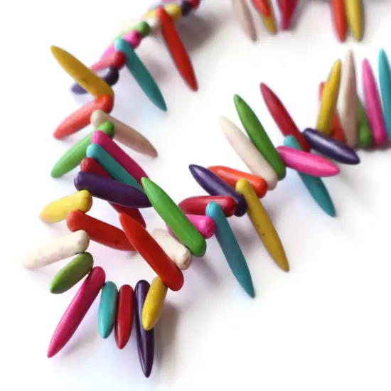 78 25mm Mulitcolor Spike Stone Beads Dyed Howlite Beads Synthetic Turquoise Beads Full Strand bL2 {5}