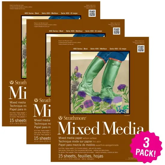 Multipack of 3 - Strathmore Mixed Media Vellum Paper Pad 11"X14"-15 Sheets {1}