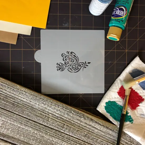 Dove of Peace with Olive Branch Cookie & Craft Stencil | CM041 by Designer Stencils | Cookie Decorating Tools | Baking Stencils for Royal Icing, Airbrush, Dusting Powder | Craft Stencils for Canvas, Paper, Wood | Reusable Food Grade Stencil {6}