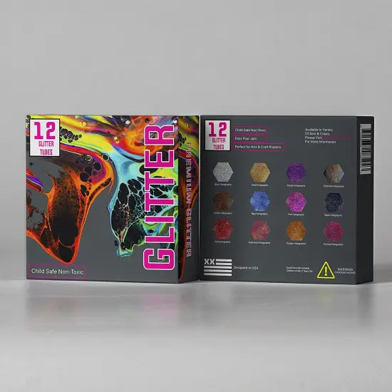 12 Glitter Tube Craft Box (0.34oz/9.6g) All-Purpose Ultrafine Glitter for Arts and Crafts, DIY Scrapbooks, Slime, Epoxy Resin, Kids Schools, Cosmetic, Nail Design, Shaker Tubes- PACK 1 {1}