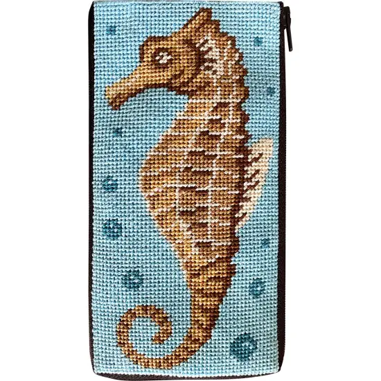 Stitch & Zip Eyeglass Case Needlepoint Kit - Sea Horse Multicolor {1}