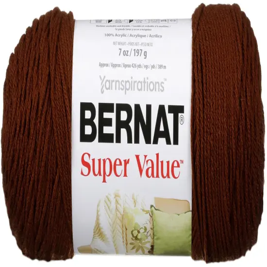 Bernat Super Value Walnut Yarn - 3 Pack of 198g/7oz - Acrylic - 4 Medium (Worsted) - 426 Yards - Knitting/Crochet {2}