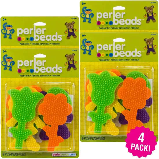 Multipack of 4 - Perler Fun Fusion Pegboards 7/Pkg-Boy/Girl/Bear/Monkey/Butterfly/2 Flowers {1}