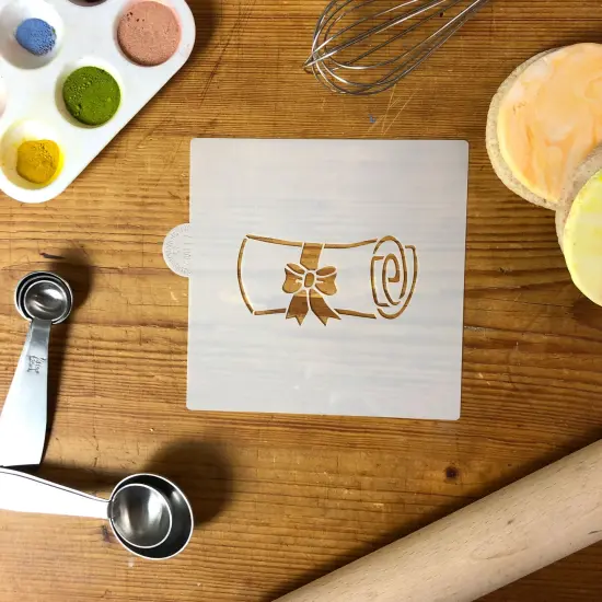 Diploma Cookie & Craft Stencil | CM117 by Designer Stencils | Cookie Decorating Tools | Baking Stencils for Royal Icing, Airbrush, Dusting Powder | Craft Stencils for Canvas, Paper, Wood | Reusable Food Grade Stencil {3}