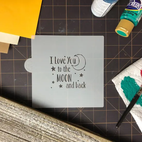 I Love You to The Moon and Back Cookie & Craft Stencil | CM163 by Designer Stencils | Cookie Decorating Tools | Baking Stencils for Royal Icing, Airbrush, Dusting Powder | Craft Stencils for Canvas, Paper, Wood | Reusable Food Grade Stencil {4}