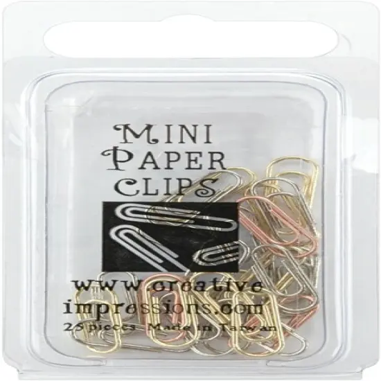 Creative Impressions Mini Metal Paper Clips .5"X.25" 25/Pkg-Silver, Copper & Brass {1}