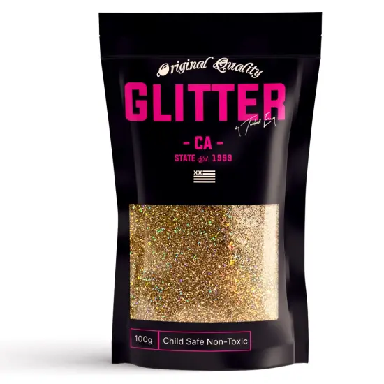 Gold Holographic Premium Glitter Multi Purpose Dust Powder 100g / 3.5oz for use with Arts & Crafts Wine Glass Decoration Weddings Cards Flowers Cosmetic Face Body (PACKAGING MAY VARY) {1}