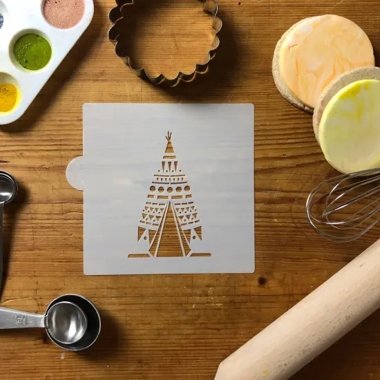 Teepee Cookie & Craft Stencil | CM128 by Designer Stencils | Cookie Decorating Tools | Baking Stencils for Royal Icing, Airbrush, Dusting Powder | Craft Stencils for Canvas, Paper, Wood | Reusable Food Grade Stencil {3}