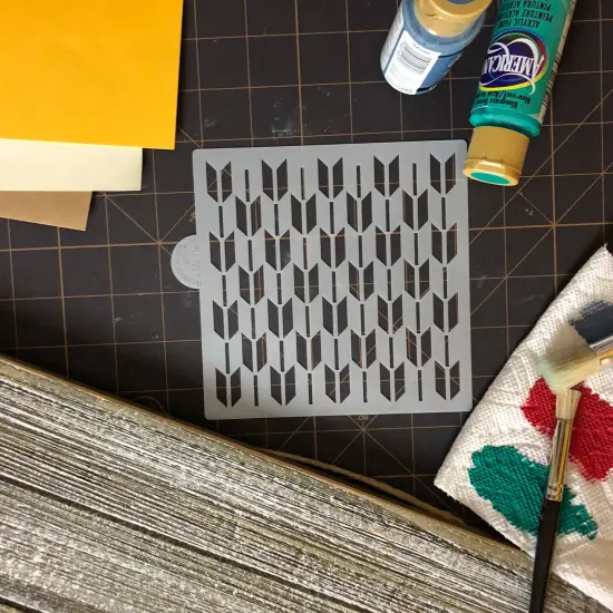 Retro Arrow Allover Pattern Cookie & Craft Stencil | CM004 by Designer Stencils | Cookie Decorating Tools | Baking Stencils for Royal Icing, Airbrush, Dusting Powder | Craft Stencils for Canvas, Paper, Wood | Reusable Food Grade Stencil {3}