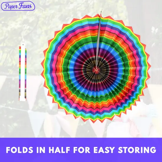 Big Mo's Toys Paper Fans Pink Green And Blue Mexican Fiesta Party Decorations Supplies Paper Fan Rosettes {3}