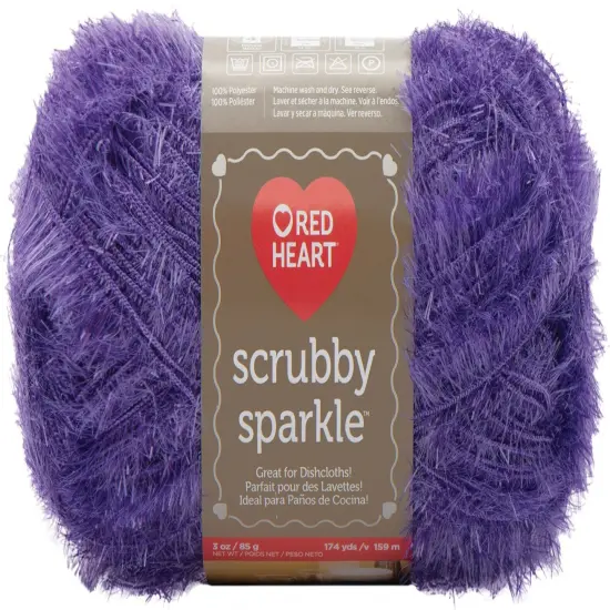 Red Heart Scrubby Sparkle Grape Yarn - 3 Pack of 85g/3oz - Polyester - 4 Medium (Worsted) - 174 Yards - Knitting/Crochet {2}