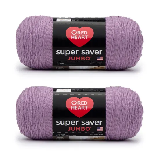 Red Heart Super Saver Jumbo Orchid Yarn - 2 Pack of 396g/14oz - Acrylic - 4 Medium (Worsted) - 744 Yards - Knitting/Crochet {1}