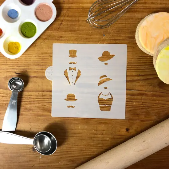 Fashion Couple Cookie & Craft Stencil | CM106 by Designer Stencils | Cookie Decorating Tools | Baking Stencils for Royal Icing, Airbrush, Dusting Powder | Craft Stencils for Canvas, Paper, Wood | Reusable Food Grade Stencil {3}