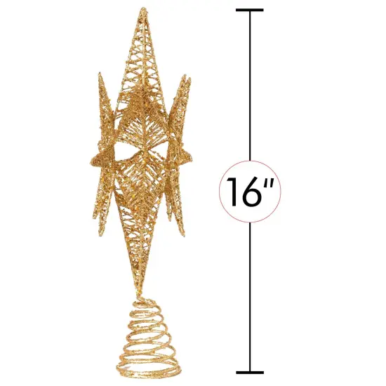 Ornativity Gold Star Tree Topper &ndash; Christmas Gold 3D Glitter Star Ornament Treetop Decoration for Large Tree {6}