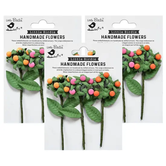 Pack of 3 - Little Birdie Berry Branch 3/Pkg-Boho Vibes {1}