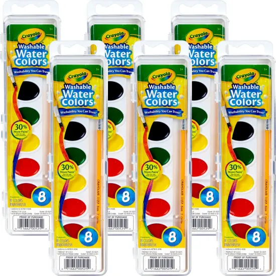 Multipack of 6 - Crayola Washable Watercolors-8 Colors {1}