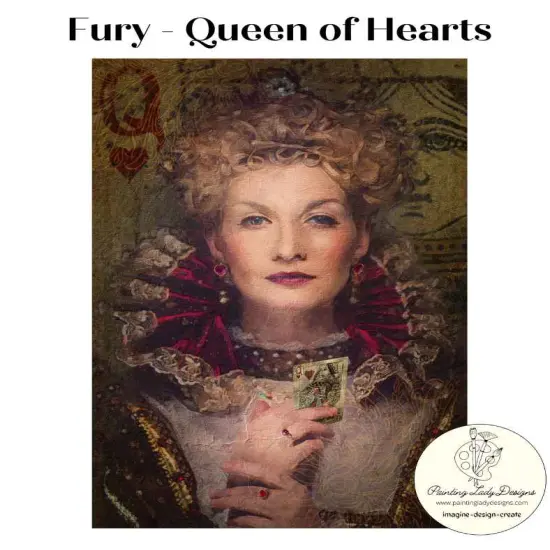 Fury (Queen of Hearts) Decoupage and Mixed Media (large) {1}