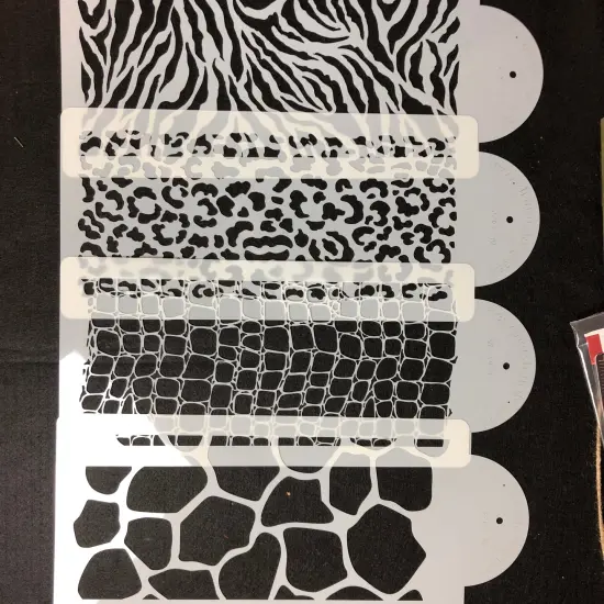 Animal Skin Cake Stencil Set: Zebra, Giraffe, Crocodile, Leopard | C456 by Designer Stencils | {4}