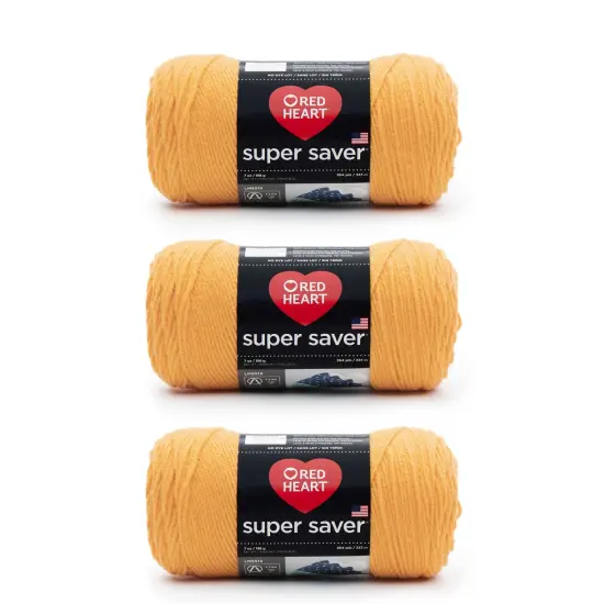 Red Heart Super Saver Saffron Yarn - 3 Pack of 198g/7oz - Acrylic - 4 Medium (Worsted) - 364 Yards - Knitting/Crochet {1}