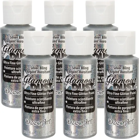 Multipack of 6 - DecoArt Glamour Dust Glitter Paint 2oz-Silver Bling {1}