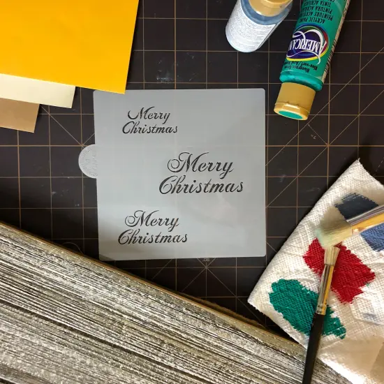 Merry Christmas Cookie & Craft Stencil | CM040 by Designer Stencils | Cookie Decorating Tools | Baking Stencils for Royal Icing, Airbrush, Dusting Powder | Craft Stencils for Canvas, Paper, Wood | Reusable Food Grade Stencil {4}