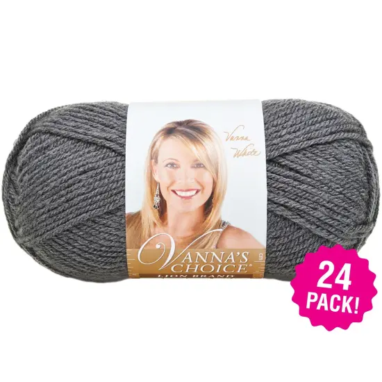 Multipack of 24 - Lion Brand Vanna's Choice Yarn-Charcoal Grey {1}