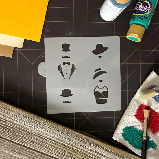 Fashion Couple Cookie & Craft Stencil | CM106 by Designer Stencils | Cookie Decorating Tools | Baking Stencils for Royal Icing, Airbrush, Dusting Powder | Craft Stencils for Canvas, Paper, Wood | Reusable Food Grade Stencil {2}