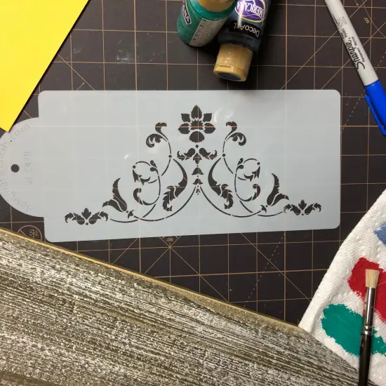 Florentine Scroll Cake Stencil | C478 by Designer Stencils | Cake Decorating Tools | Baking Stencils for Royal Icing, Airbrush, Dusting Powder | Reusable Plastic Food Grade Stencil for Cakes | Easy to Use & Clean Cake Stencil {4}