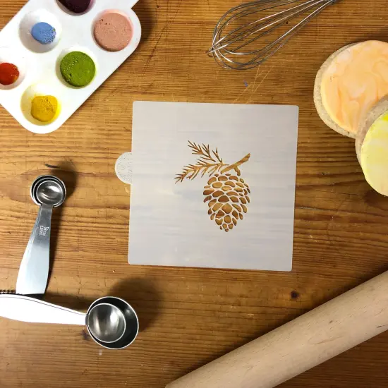 Pinecone Cookie & Craft Stencil | CM111 by Designer Stencils | Cookie Decorating Tools | Baking Stencils for Royal Icing, Airbrush, Dusting Powder | Craft Stencils for Canvas, Paper, Wood | Reusable Food Grade Stencil {4}