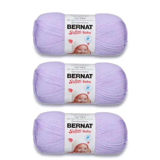 Bernat Softee Baby Soft Lilac Yarn - 3 Pack of 141g/5oz - Acrylic - 3 DK (Light) - 362 Yards - Knitting/Crochet {1}