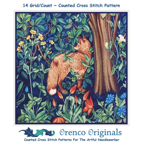 Forest Fox Design by William Morris and Company Counted Cross Stitch Pattern {1}