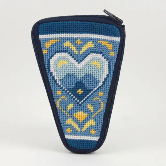 Scissor Case - Blue and White Heart - Needlepoint Kit Multicolor {1}