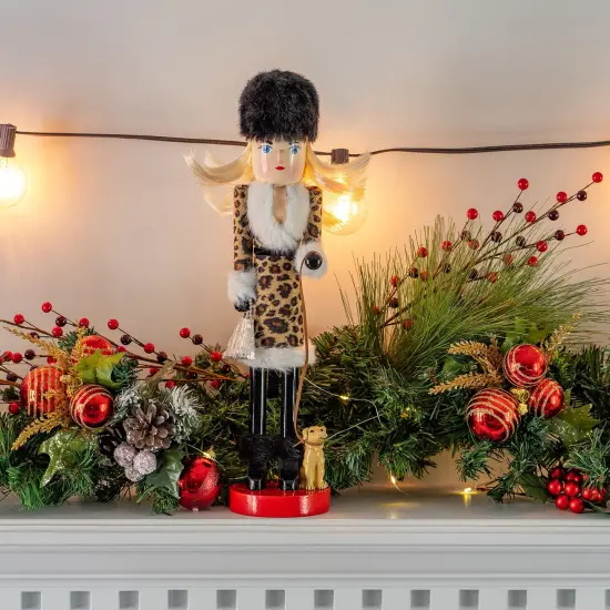 Ornativity Shopping Lady Christmas Nutcracker - Wooden Glitter Shopper with Dog Themed Holiday Nut Cracker Doll Figure Toy Decorations {4}