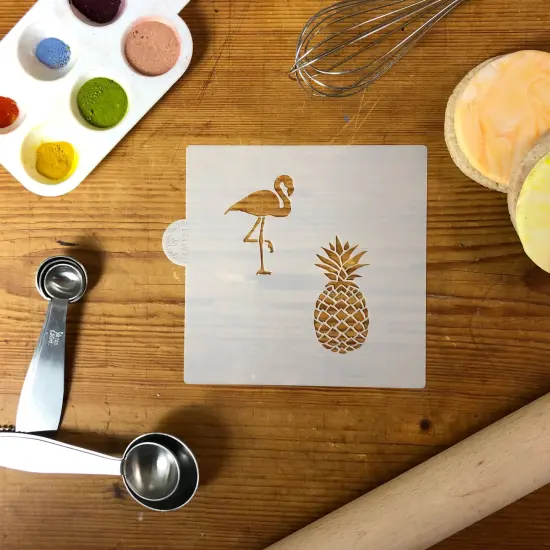 Flamingo and Pineapple Cookie & Craft Stencil | CM121 by Designer Stencils | Baking Stencils for Royal Icing, Airbrush, Dusting Powder | {4}