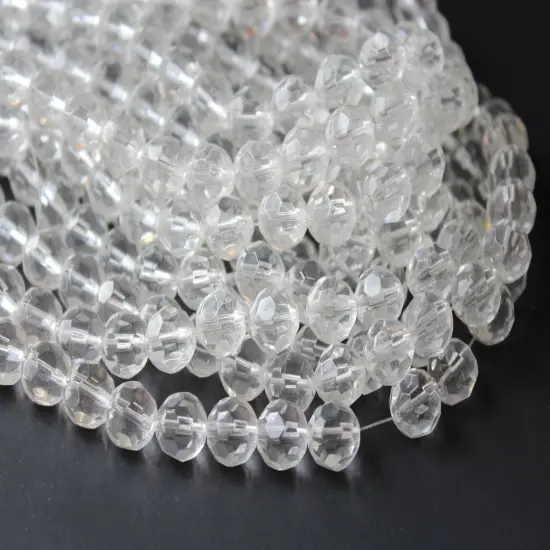 30 10mm Clear Crystal Faceted Round Beads Crystal Glass Beads Full Strand {4}