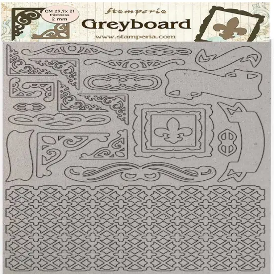 Stamperia Greyboard Cut-Outs A4 2mm Thick-Frames, Sleeping Beauty {1}
