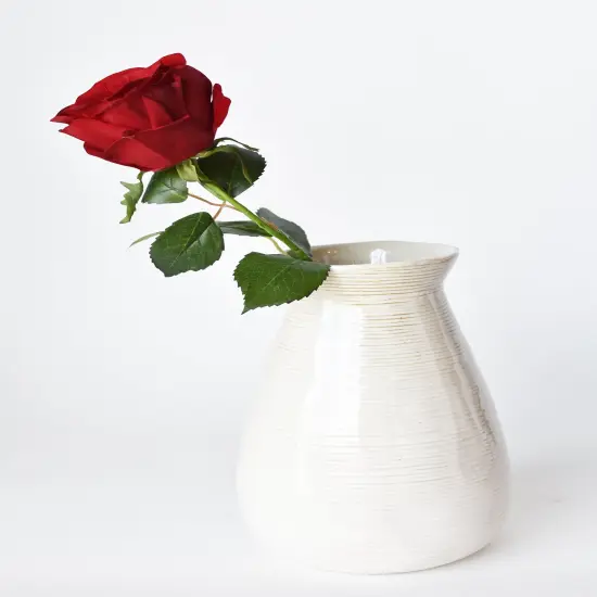 22" Faux Red Velvet Rose Stem {4}