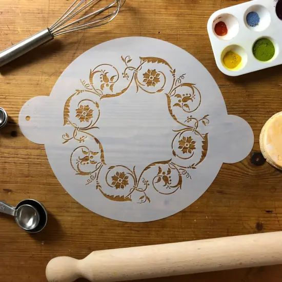 Flower Scroll Cake Stencil Top | C169 by Designer Stencils | Cake Decorating Tools | {5}