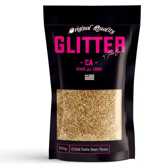 Light Gold Premium Glitter Multi Purpose Dust Powder 100g / 3.5oz for use with Arts & Crafts Wine Glass Decoration Weddings Cards Flowers Cosmetic Face Eye Body (PACKAGING MAY VARY) {1}
