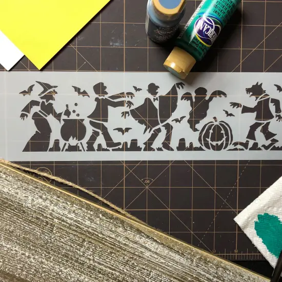 Halloween Monster Cake Stencil Side: Witch, Dracula, Ghost, Werewolf, Frankenstein | C460 by Designer Stencils | Cake Decorating Tools | {5}