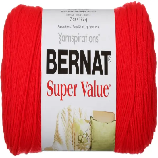 Bernat Super Value True Red Yarn - 3 Pack of 198g/7oz - Acrylic - 4 Medium (Worsted) - 426 Yards - Knitting/Crochet {2}