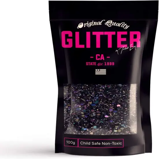 Black Holographic Chunky Glitter ✮ Chunky Glitter Mix ✮ 100g Festival Glitter Cosmetic Face Body Hair Nails {1}